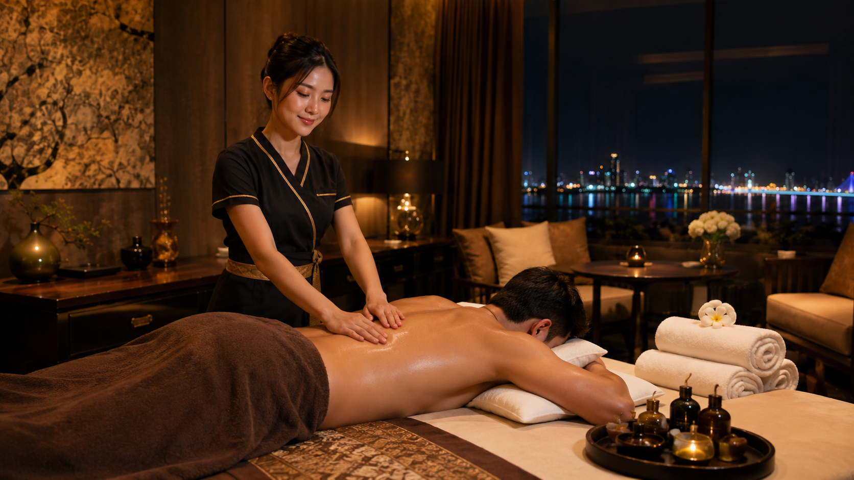 Professional body massage in Da Nang hotel room