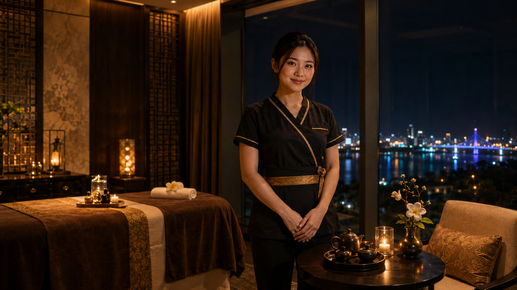 Luxury spa details in Da Nang hotel room